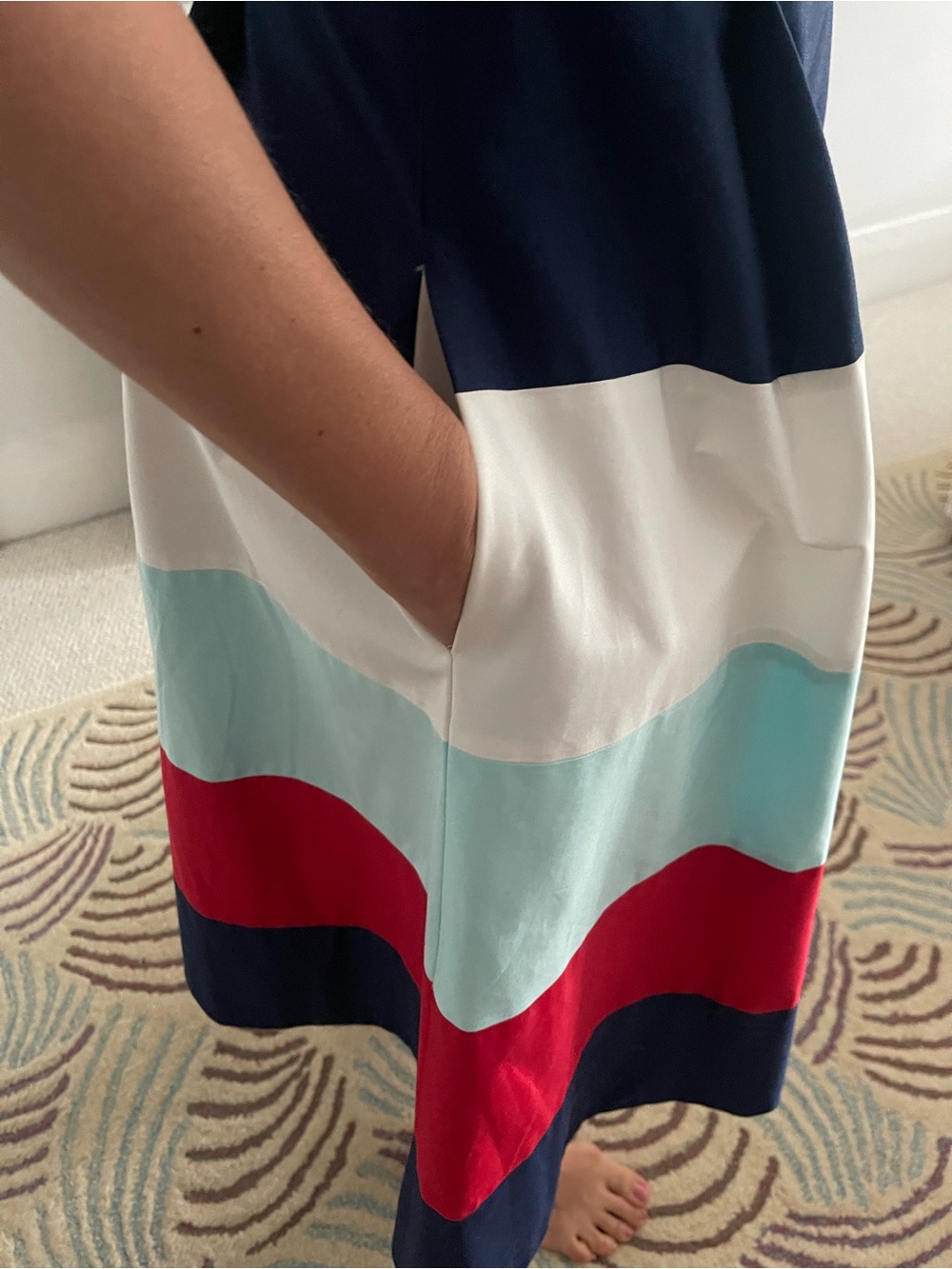 kate spade striped A-line Dress with Navy Back Zip - Picture 3 of 5